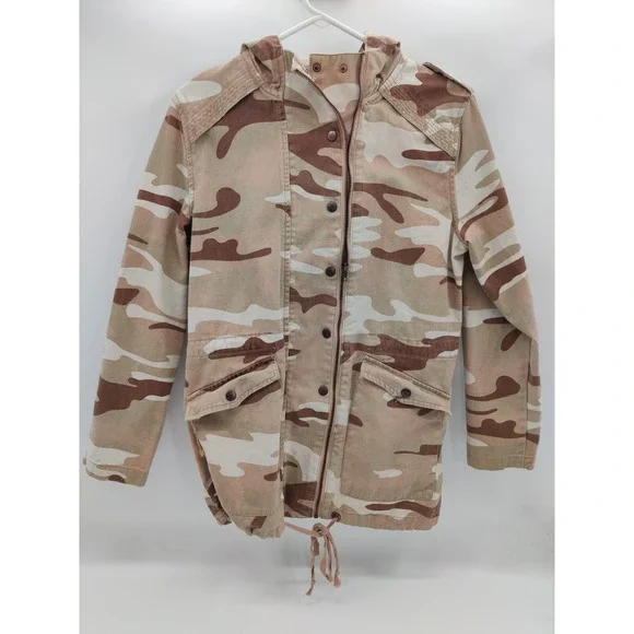 Forever 21 Camo Print Hooded Anorak Jacket Military Army Style Medium Womens - Picture 1 of 11